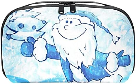 Bolsa de maquiagem de viagem sacos de maquiagem de bolsa de higieness à prova d'água para mulheres e meninas, árvore de Natal azul do Papai Noel