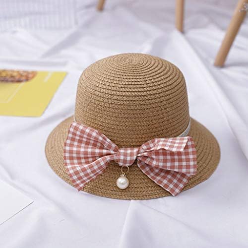 Crianças de verão palha bowknot praia chapé de proteção solar para meninas chapéus fedora vermelhos para crianças