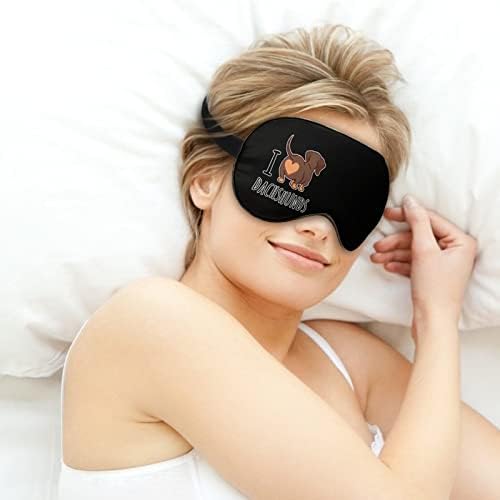 Eu amo Dachshund Sleeping Blacefold Mask fofo olho de olho capa engraçada com cinta ajustável para homens homens