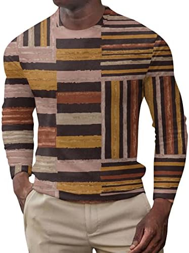 Camisetas xxbr masculino masculino, outono de manga comprida retro geométrica aztec boho impressão slim fit cutift bottoming camiseta