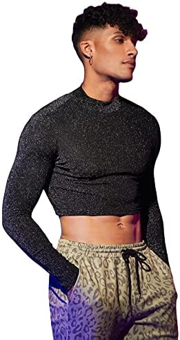 WDIRARARA GLITTER GLITTER MOGO NOCK MANAGEM LOPA TOPS SOLID SLIM FIT Party Crop Top