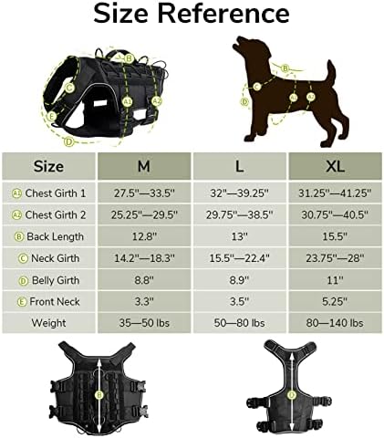 Wtzwy Tactical Dog Arnness e Settable Dog Set, colete de segurança de cães militares K9 ao ar livre, equipamento de caminhada para viagens esportivas de treinamento para animais de estimação