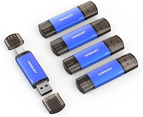 VANSUNY 32GB 5 pacote USB Tipo-C Drive flash 2-em 1 DUNHA FLASH DULO FLASH ANO USB A + USB C OTG Flash Drive para