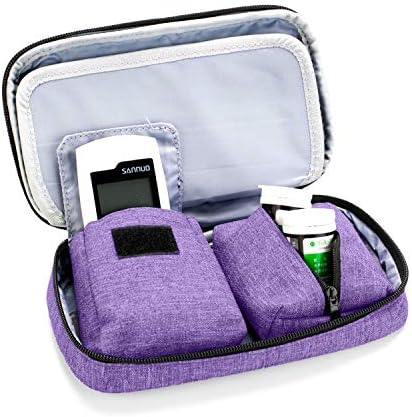 Luxja Diabetic Supplies Case de viagem, bolsa de armazenamento para medidor de glicose e outros suprimentos diabéticos, roxo