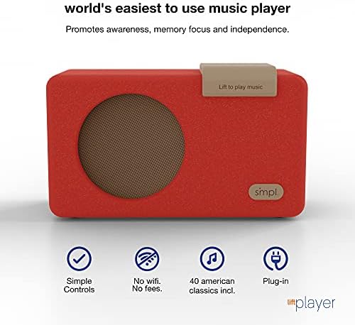 SMPL Music Player One-Touch, Audiobooks + MP3, gabinete de madeira durável e com som de qualidade com look retro, 4 GB USB com 40 sucessos