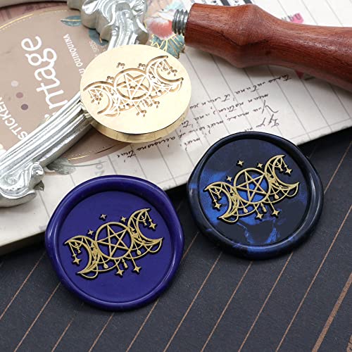 Swangsa Triple Moon Goddess Wax Seal Selo, 30mm Vintage Brass Head Seeling Stamp, ótimo para embelezamento de convites de festas,