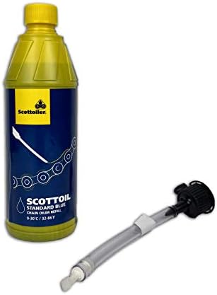 Scottoil - Oilador de cadeia azul padrão óleo de reabastecimento com bico de tubo de enchimento e priming para Scottoiler