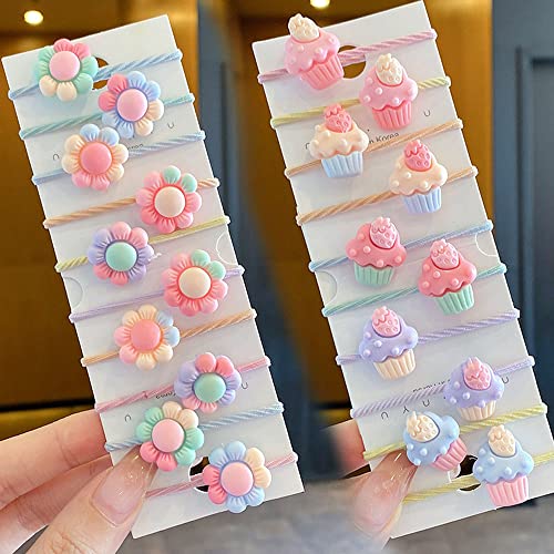 Arquumi lindos laços de cabelo para meninas, [40 pack] Cabelos elásticos coloridos com decoração fofa de desenhos