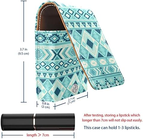Mini estojo de batom com espelho para bolsa, Ikat Pattern Tribal Motivos étnicos TEXTURA GEOMÉTRICA Organização de caixa portátil