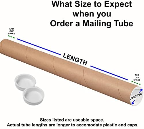 Tubos de correspondência Tubeequeen com tampas, comprimento utilizável de 2 polegadas x 18 polegadas