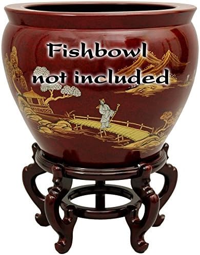 Móveis Orientais Rosewood Fishbowl Stand - Tamanho 9,5 pol. Diâmetro base