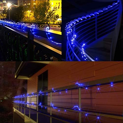 Luzes de corda solar LEDs à prova d'água ao ar livre - 40 pés 100 Tubo LED Luz 8 modos Impermeável à prova d'água Luzes de corda
