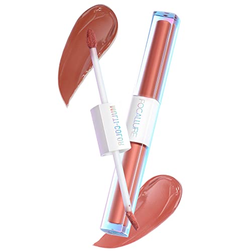 Focallente 2 em 1 Cabeça dupla Intensidade de veludo fosco Lip Lip Gloss não Cracking Anti-transferido Lipstick de batom