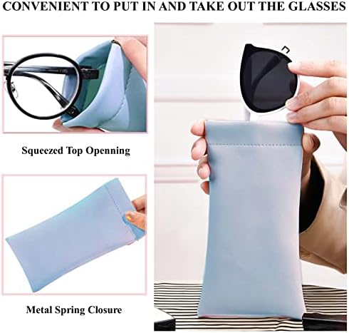 Ogiigay Squeeze Top Glasses Caso, Caixa de couro portátil Caixa de óculos de sol macia de óculos de sol macia Sacos de bolsa 2 pacote