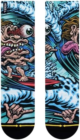 Merge4 Jimbo Phillips Surf Freak Novos meias de tripulação para homens e mulheres GNERly Awesome Radical Surf Compression