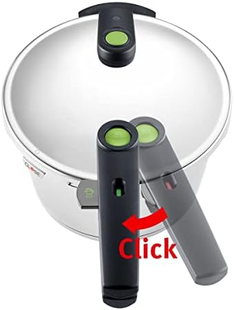 Fissler Aço inoxidável Vitaquick Ponela de pressão verde com tampa de aço e vaporizador, para todos os cooktops, 6,3 litros