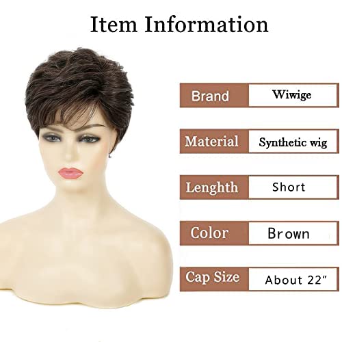 Wiwige Brown Brown Pixie peruca sintética Cabelo de cosplay em camadas de perucas cheias para mulheres brancas