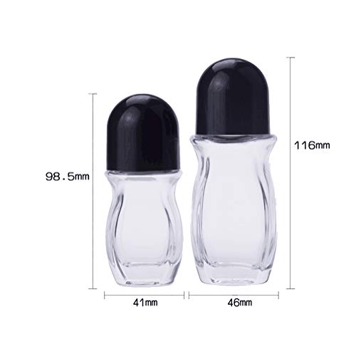 2pcs 50ml/1,69 oz de vidro recarregável garrafas de desodorizantes de vidro recicláveis ​​Recipientes de rolos de rolos de rolos