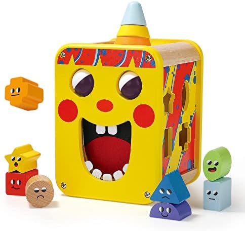 Dorjee Shape Sortter Toys para crianças 1-3 | Montessori Learning Activity Cube | Brinquedo de empilhamento e classificação