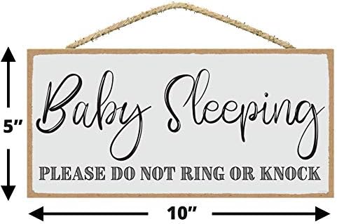 Sarah Joy's Baby Sleeping Sign - Baby Sleeping Sign Door da frente 5 x 10 polegadas - Não toque a campainha, sinal de bebê dormindo - Shhh dormindo bebê