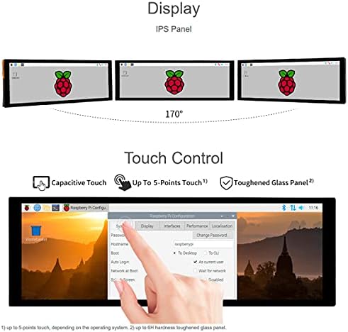 WaveShare 7.9inch HDMI LCD 7.9 400x1280 Tela de toque capacitiva LCD IPS monitor IPS, suporte de vidro endurecido Raspberry