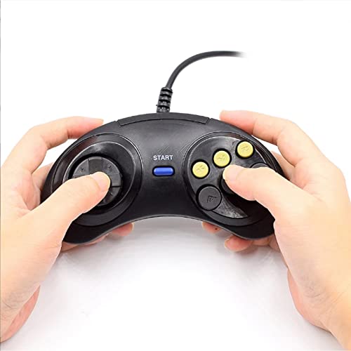 2PCS 6 Button Game Controller para Sega Genesis Black Six Ação Botões