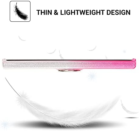 Gaobao Samsung Galaxy S22 Caso Ultra, caixa de brilho brilhante com um suporte de anel de 360 ​​° Slim Thin Three Camadas PC rígido Case de proteção à prova de choque Mulheres para Samsung Galaxy S22 Ultra 5G 6,8 ”- Pink