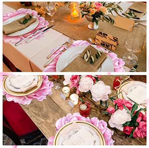 Conjunto de 100 peony placemat rosa floral tapetes de papel de primavera Placemats descartáveis ​​para a mesa de jantar festas de