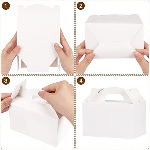 Moretoes 70 Pacote Caixas de tratamento branco caixas de empena caixas de festa de papel caixas de papel para chuveiro de festa de aniversário
