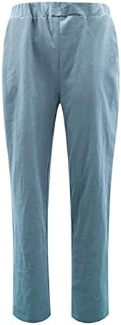 Calças sólidas para mulheres para mulheres tendências de linhagem de algodão calça de bolso casual plus size size vintage ioga calças