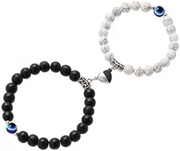 Bracelets de pulseiras de casais leatic para casais que combinam pulseiras para casais Love Heart Bracelet Bracelete do Mal Eye Relacionamento de Longa Distância