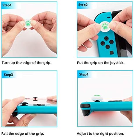 Capas de preensão do polegar para Nintendo Switch & Switch Lite, 8pcs Design de garra de gato Capas de silicone suaves