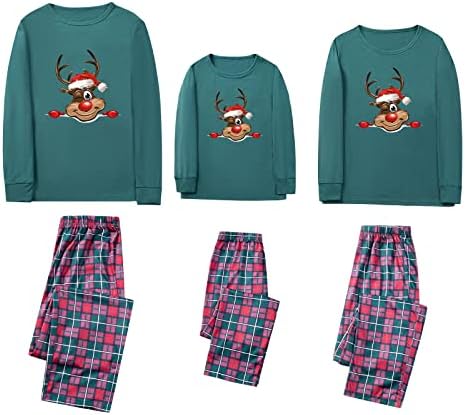 Conjuntos de pijamas da família de Natal correspondentes, Natal de manga longa de Natal Tee Posceira Pijamas de combinação fofa para