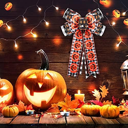 Bochino Halloween Grinalh Sexos grandes Halloween Balloween Treça do aresto Treça preta Buffalo Plaid Ghost Pumpkin