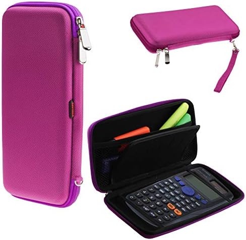 Calculadora de gráficos púrpura da Navitech Case/tampa dura com bolsa de armazenamento compatível com o Casio FX-9860GII-LC-EH