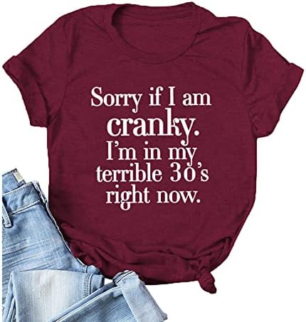 Tops for Women Casual Funny Funny Letter Impresso Camise