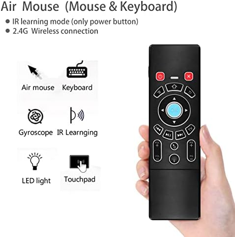 Air Mouse para Android TV Box, Gimibox Recarregável Mini teclado sem fio e controle remoto de ar com rgb retroiluminado T6 para