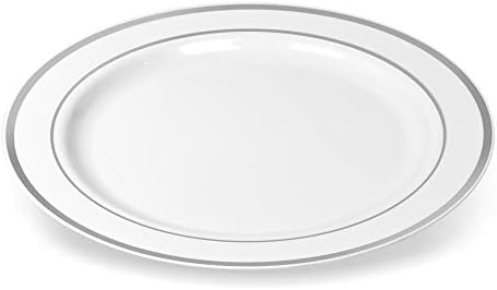 Bloomingoods prateados prateados placas de jantar de 10,25 polegadas de peso pesado casamentos brancos festas e pratos