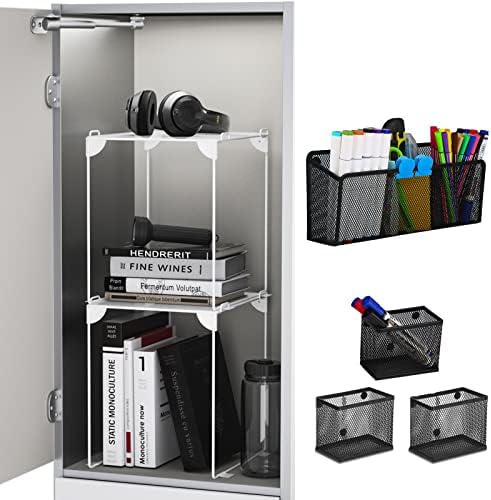 Kit da organização de armários de malha de neudeco, inclui prateleira de armário, cestas magnietas de caneta e cestas de armazenamento, 6pcs