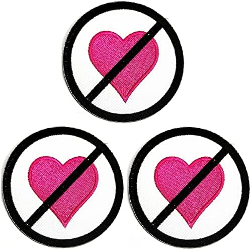 Kleenplus 3pcs. Coração rosa, sem amor, sinal de símbolo de patch de coração engraçado e bordado Applique artesanato