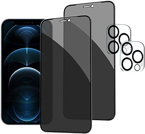 HXL [2+2 pacote] iPhone 12 Pro Max Privacy Screen Protector com lente de câmera Protector de cobertura completa Anti-Spy