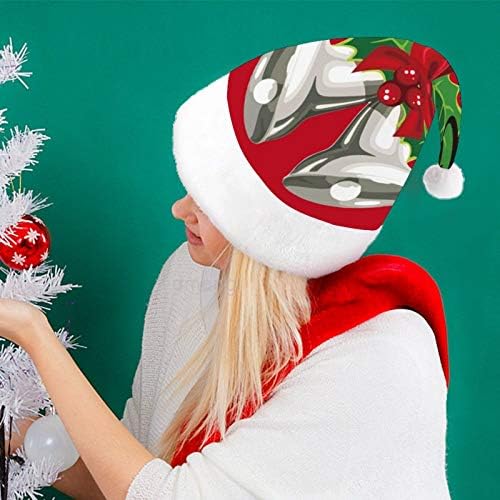 Chapéu de Papai Noel de Natal, Feliz Christeiro Bells de Natal Chapéu de Férias para Adultos, Unisex Comfort Hats