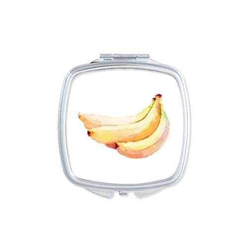 Banana Fruit Watercolor Ilustração Padrão Espelho Portátil Maquiagem de bolso compacto Vidro de dupla face