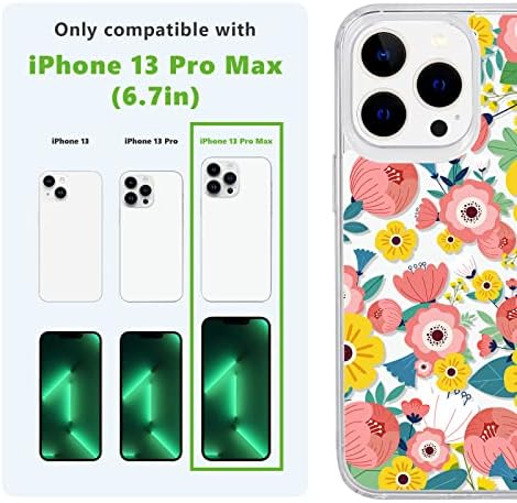 KRKC projetado para iPhone 13 Pro Max Case, CARE CLARE CLARE CARE com design, capa protetora à prova de choque com padrão floral para mulheres meninas
