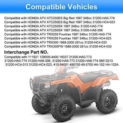 Waterwich compatível com o iniciante Honda 300 FourTrax Trx300 Trx300FW TRX300EX 250es 1987-2000 substitui 31200-HC4-023 31200-HC4-033 SM13213 128000-4400