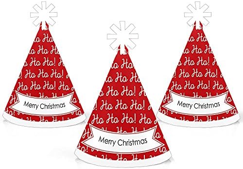 Big Dot of Happiness Jolly Santa Claus - Mini Cone Feliz Natal Festa de Chapéus - Pequenos Chapéus de festa - Conjunto de 8