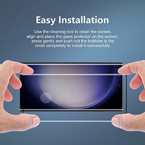 Protetor de tela de vidro temperado de vidro [2 pacote de vidro para o Samsung Galaxy S23 Ultra, filme de vidro de cobertura total, compatível com sensor de impressão digital Sonic 3D, tampa de tela anti-arranha