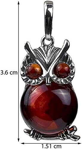 Ian e Valeri Co. Cherry Amber Sterling Silver Owl Pingente Chain 18