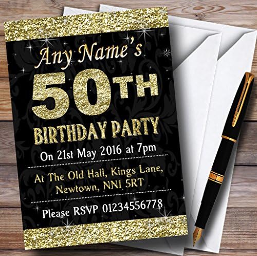 Glitter Look Gold 50th Birthday Party Convites personalizados