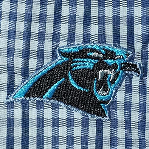 Cutter & Buck Men's Green Carolina Panthers Anchor Gingham de manga comprida camisa